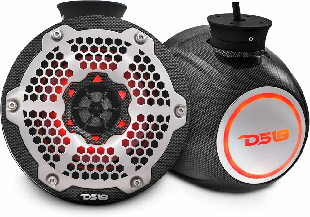 DS18 HYDRO CF-PS6 6.5" Marine Tower Speakers | RGB LED Pair